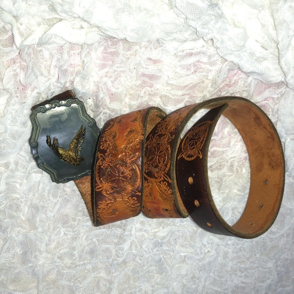 Vintage brown leather Belt with Eagle Buckle- preloved but lots of life left - Picture 5 of 8